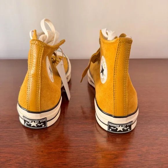 Converse Mustard Suede High Tops Size 9 New In Box - Picture 6 of 8